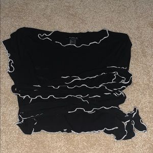 Black crop top with string for around the waist